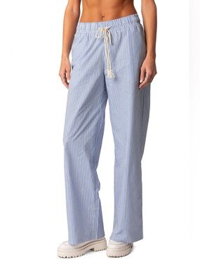 EDIKTED Stripe Wide Leg Drawstring
Cotton Lightweight Beach Casual Pants XS